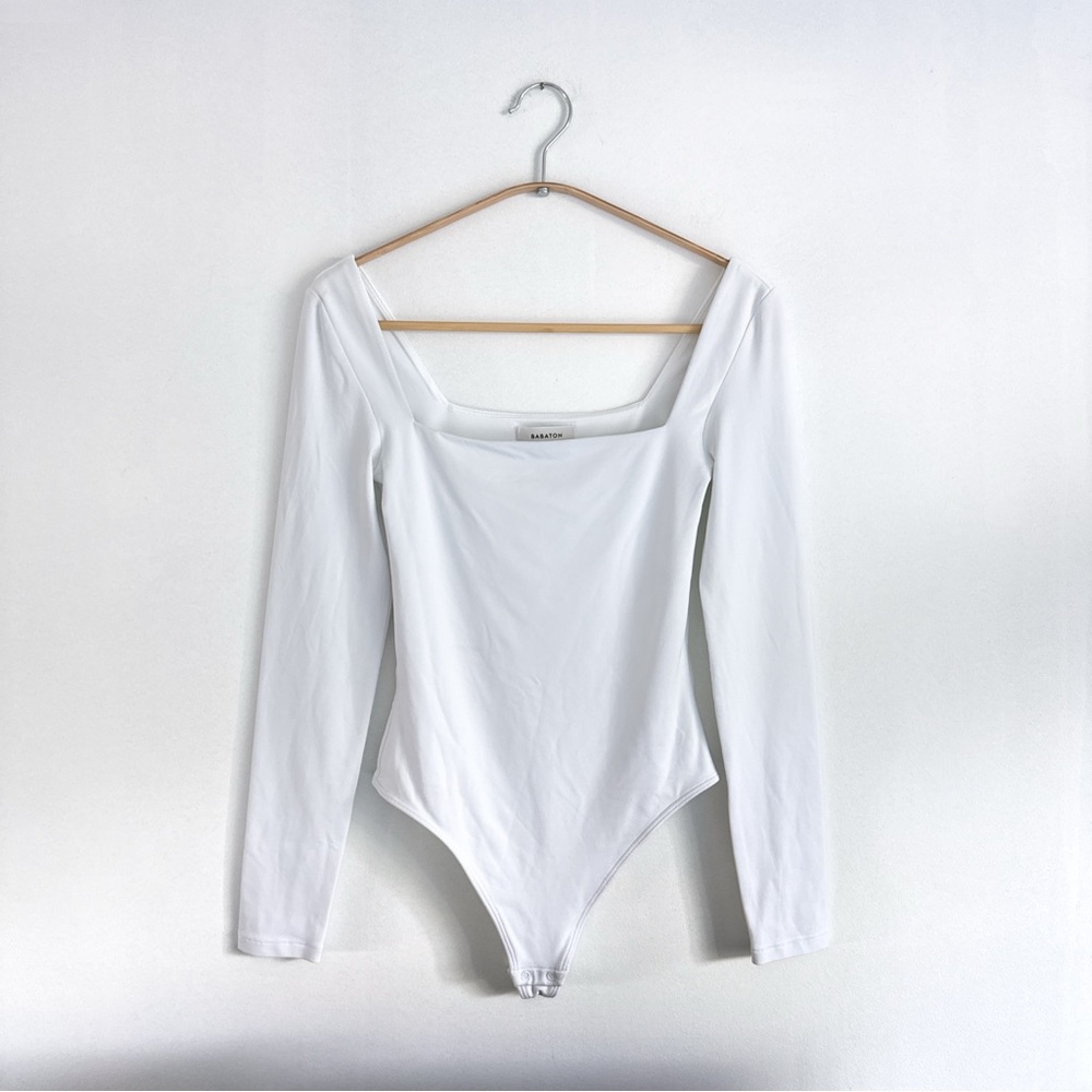 Aritzia Babaton Contour Squareneck Thong Bodysuit Bright White - Size Small